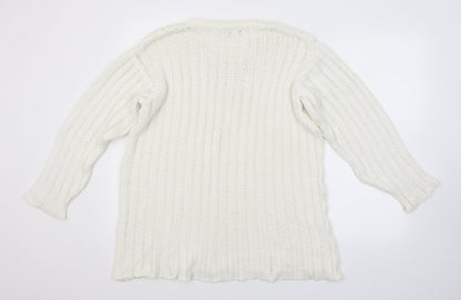 Strenesse Womens White Striped  Pullover Jumper Size 10