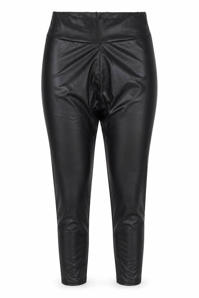 Front view of Boohoo women’s black trousers, size UK 10, 26-inch leg