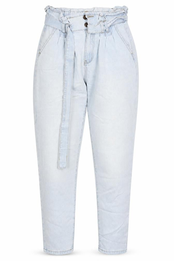 Front view of DENIM CO. women’s blue straight jeans, size UK 10, 27-inch leg