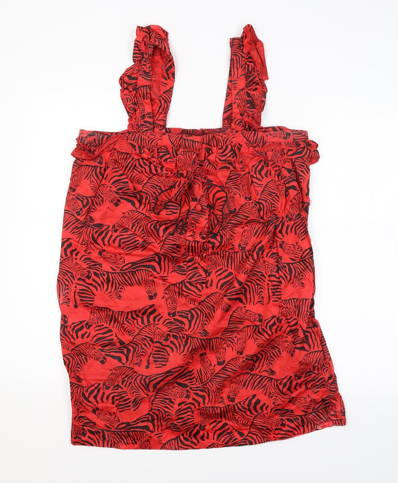 Peoples Market Womens Red Animal Print  Basic Blouse Size M  - ZEBRA