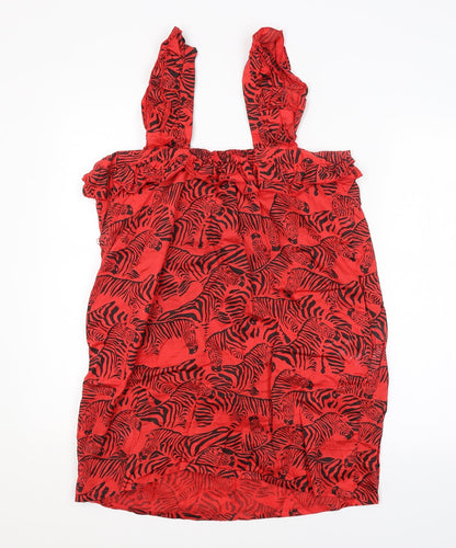 Peoples Market Womens Red Animal Print  Basic Blouse Size M  - ZEBRA