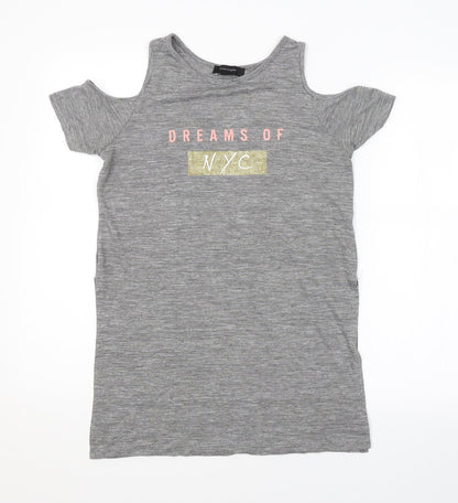Womens UK Size 8 Atmosphere Grey Basic T-Shirt