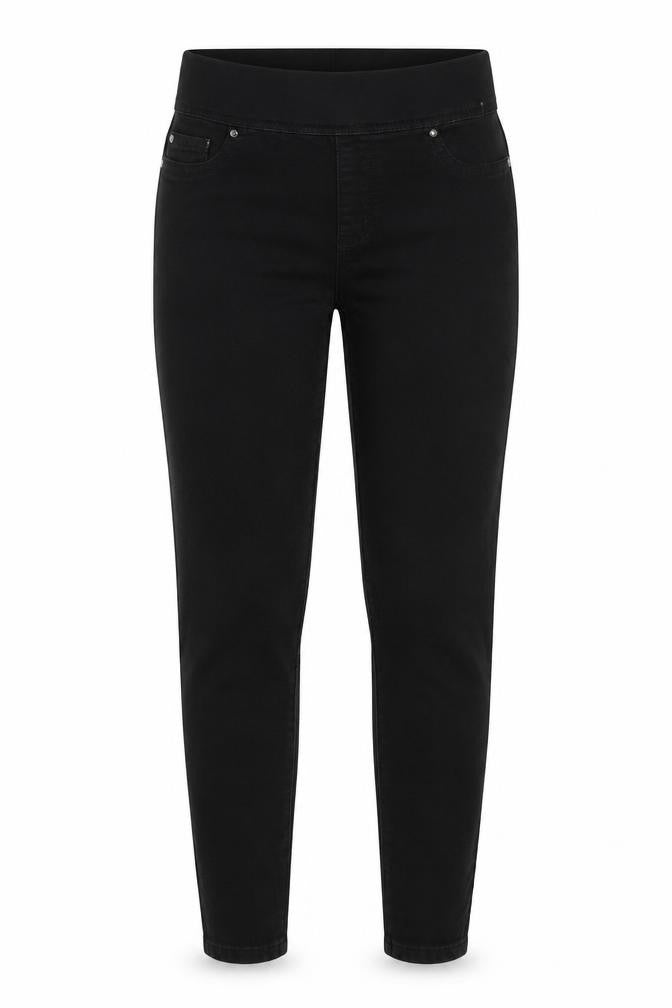Front view of Denim Co women’s black jegging jeans, size UK 8, 28-inch leg