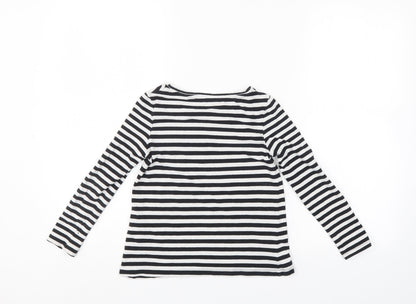 Pepperts Girls Black Striped  Pullover Jumper Size 7-8 Years