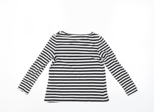 Pepperts Girls Black Striped  Pullover Jumper Size 7-8 Years