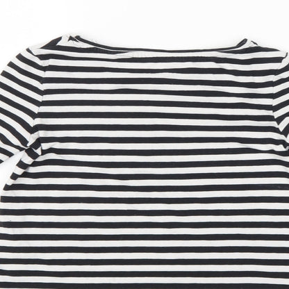 Pepperts Girls Black Striped  Pullover Jumper Size 7-8 Years