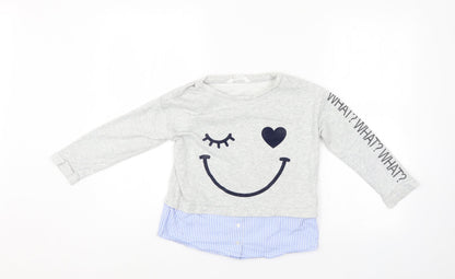H&M Girls Grey   Tunic Sweatshirt Size 7-8 Years