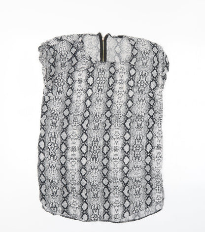 George Womens Grey Animal Print  Basic Blouse Size 12