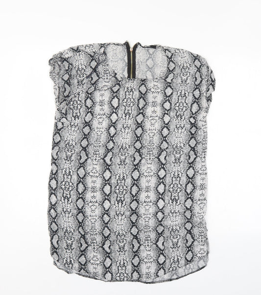 George Womens Grey Animal Print  Basic Blouse Size 12