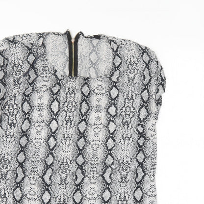 George Womens Grey Animal Print  Basic Blouse Size 12