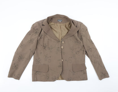 Classics Womens Brown Floral   Blazer Size 16
