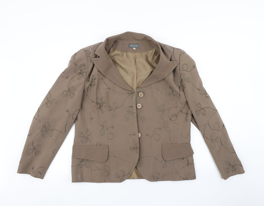 Classics Womens Brown Floral   Blazer Size 16