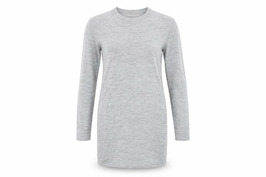 Front view of ASOS women’s grey jumper dress, size UK 4