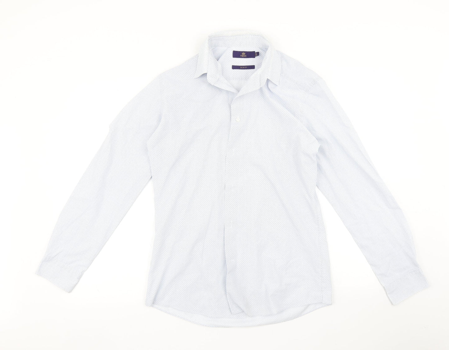 Mens UK Size 15.5 NEXT Blue  Button-Up Long Sleeve Casual Shirt