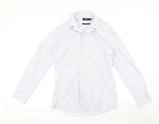 Mens UK Size 15.5 NEXT Blue  Button-Up Long Sleeve Casual Shirt