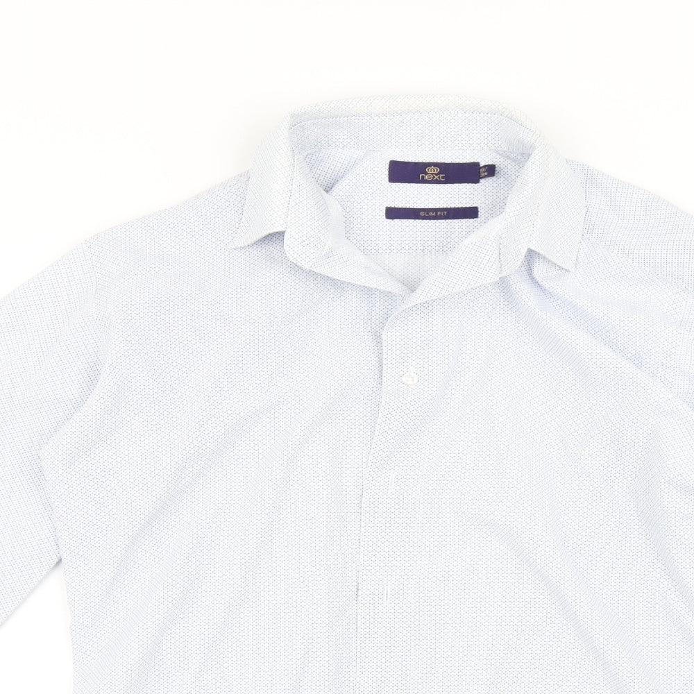Mens UK Size 15.5 NEXT Blue  Button-Up Long Sleeve Casual Shirt