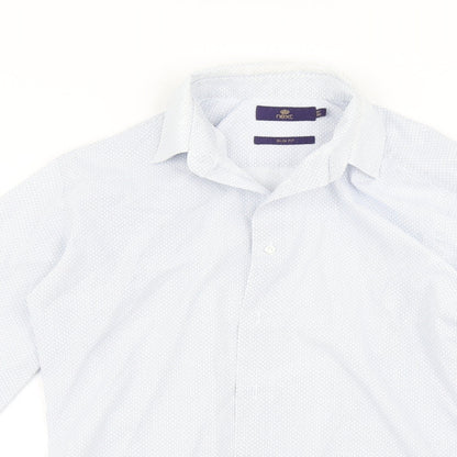 Mens UK Size 15.5 NEXT Blue  Button-Up Long Sleeve Casual Shirt