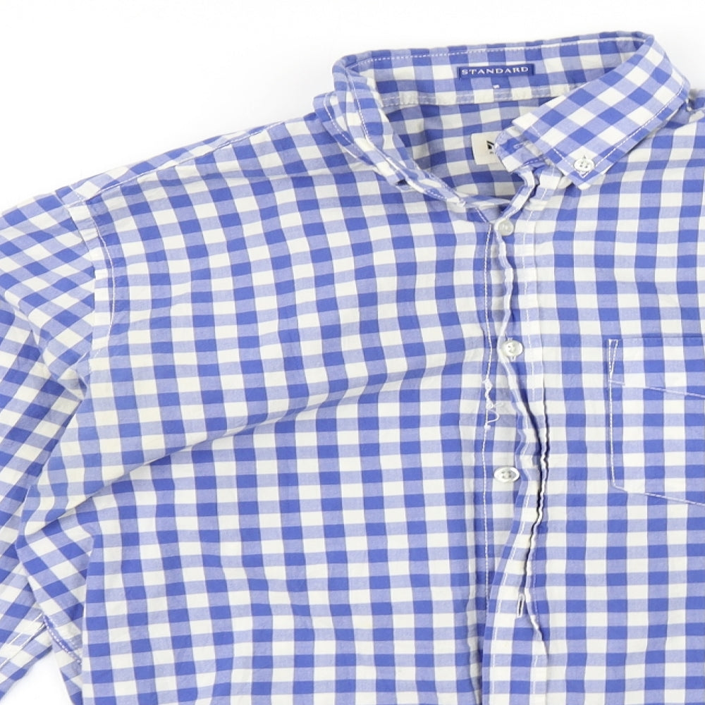 Mens UK Size M Nelo Blue  Button-Up Long Sleeve Casual Shirt