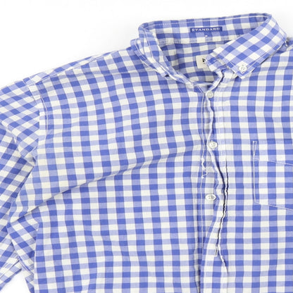 Mens UK Size M Nelo Blue  Button-Up Long Sleeve Casual Shirt