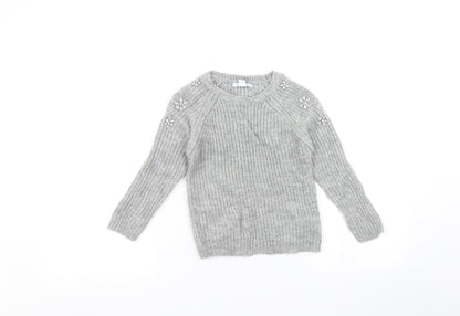 Primark Girls Grey   Pullover Jumper Size 7-8 Years
