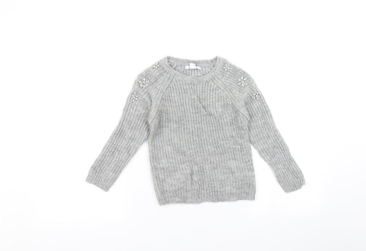Primark Girls Grey   Pullover Jumper Size 7-8 Years