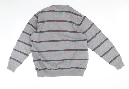 Atlantic Womens Grey Striped  Pullover Jumper Size M