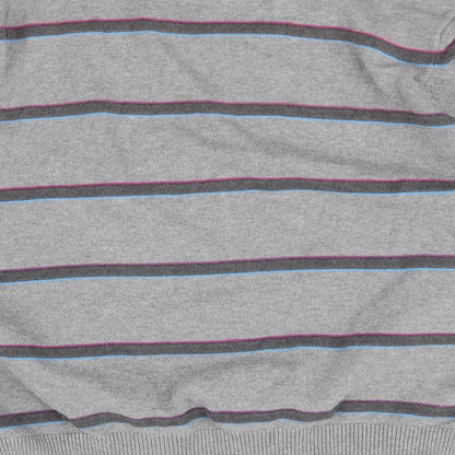 Atlantic Womens Grey Striped  Pullover Jumper Size M