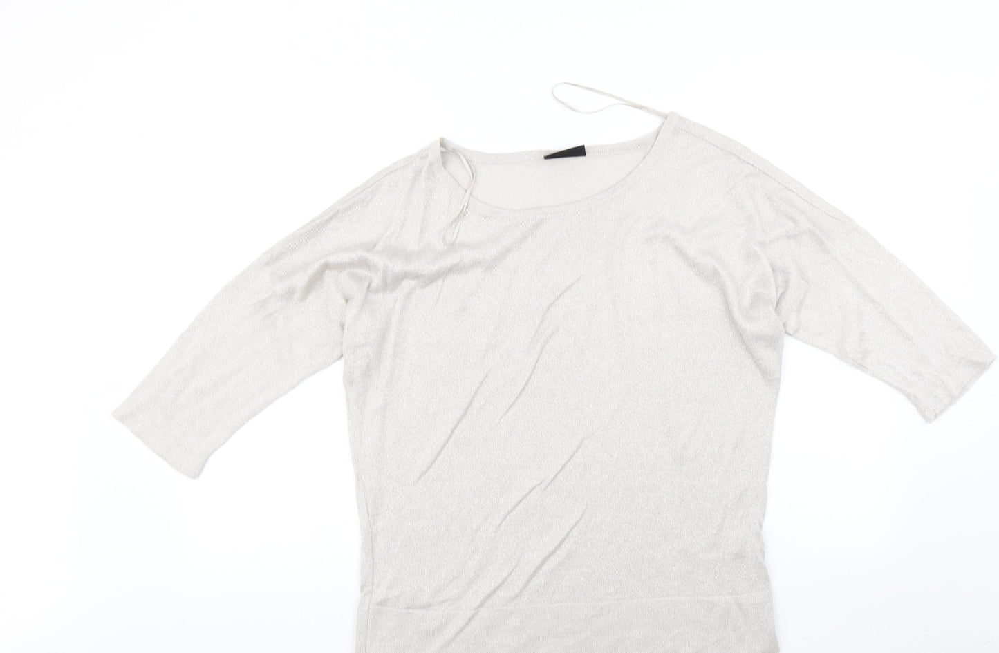 Womens UK Size M Wallis Silver Basic T-Shirt