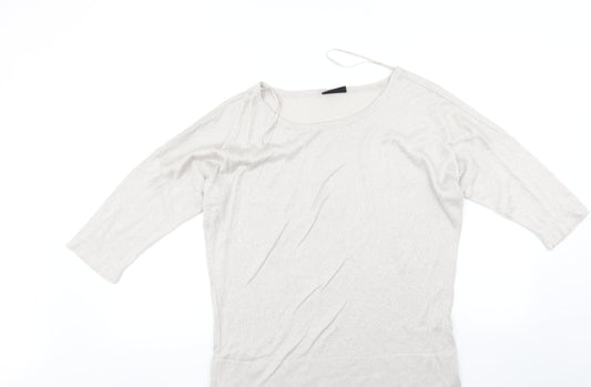 Womens UK Size M Wallis Silver Basic T-Shirt