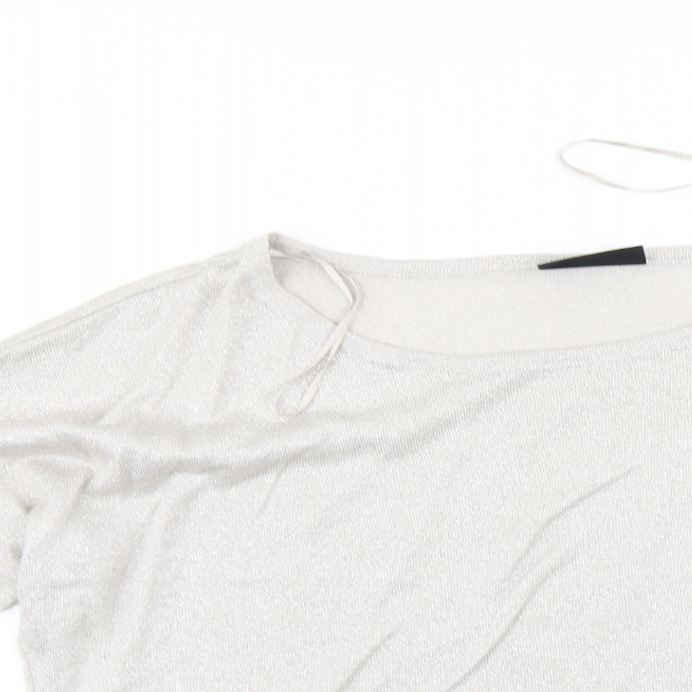 Womens UK Size M Wallis Silver Basic T-Shirt