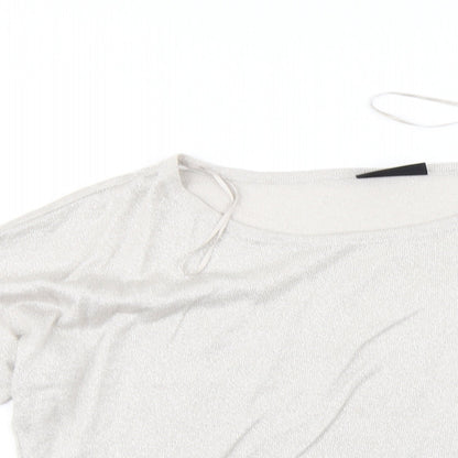 Womens UK Size M Wallis Silver Basic T-Shirt