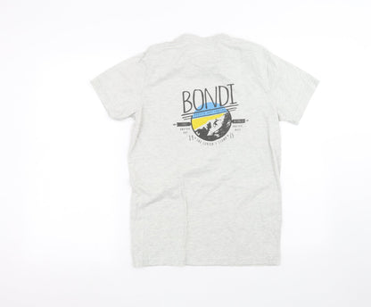 Back view of Between The Flags men’s grey t-shirt, size XS