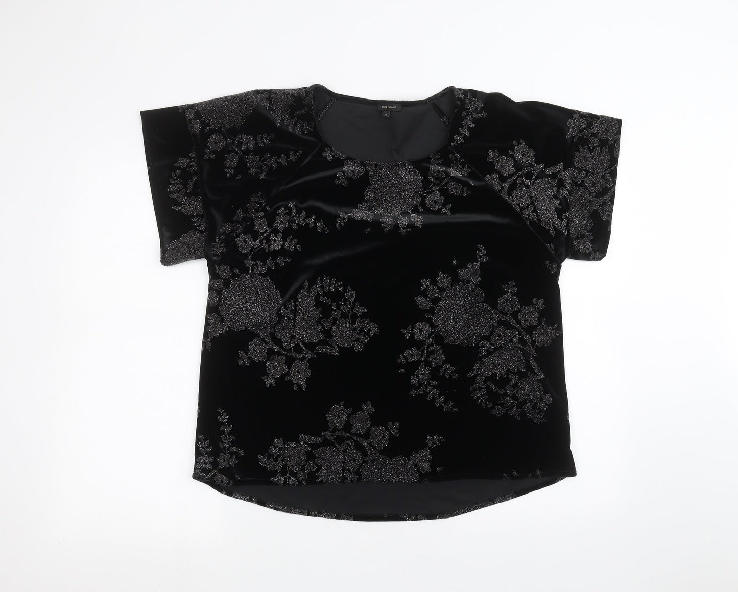Womens UK Size 10 River Island Black Basic T-Shirt