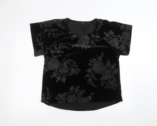 Womens UK Size 10 River Island Black Basic T-Shirt