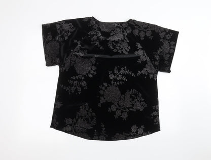 Womens UK Size 10 River Island Black Basic T-Shirt