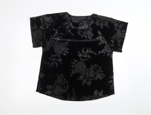 Womens UK Size 10 River Island Black Basic T-Shirt
