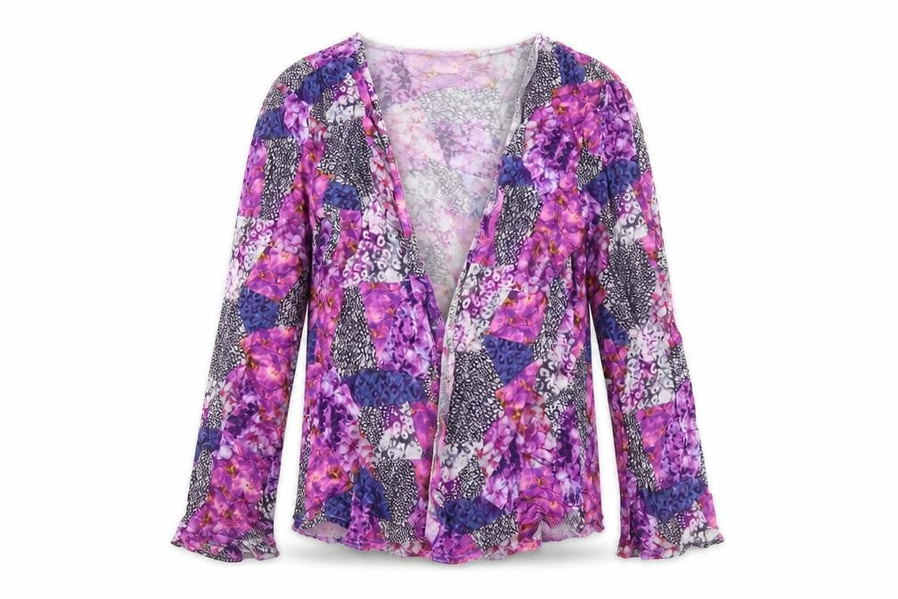 Front view of Star girls’ purple cardigan jumper, size 11, years