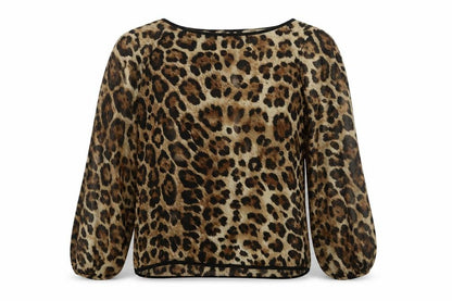 Blonde & Blonde Womens Brown Animal Print  Basic Blouse Size 14