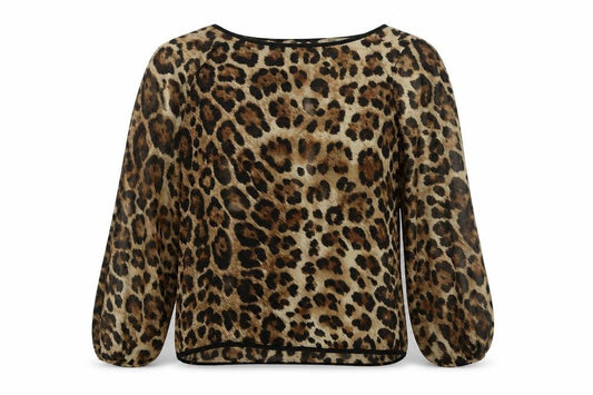 Blonde & Blonde Womens Brown Animal Print  Basic Blouse Size 14