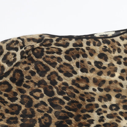 Blonde & Blonde Womens Brown Animal Print  Basic Blouse Size 14