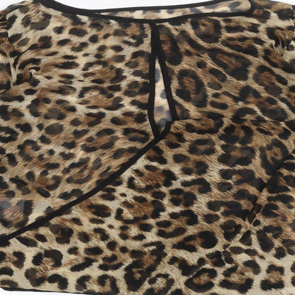 Blonde & Blonde Womens Brown Animal Print  Basic Blouse Size 14