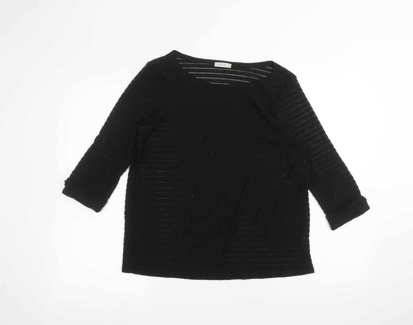 Womens UK Size 12 River Island Black Basic T-Shirt