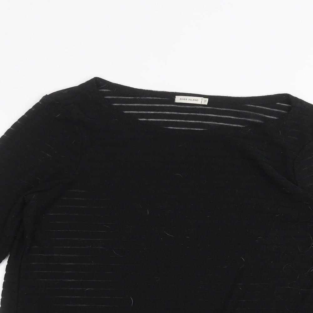 Womens UK Size 12 River Island Black Basic T-Shirt