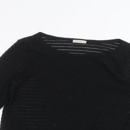 Womens UK Size 12 River Island Black Basic T-Shirt