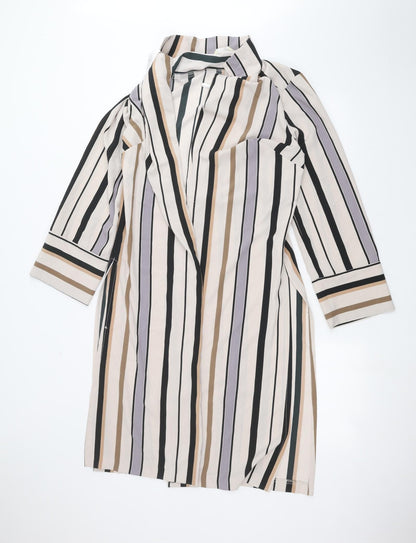 Anthology Womens Beige Striped  Cardigan Jumper Size 14