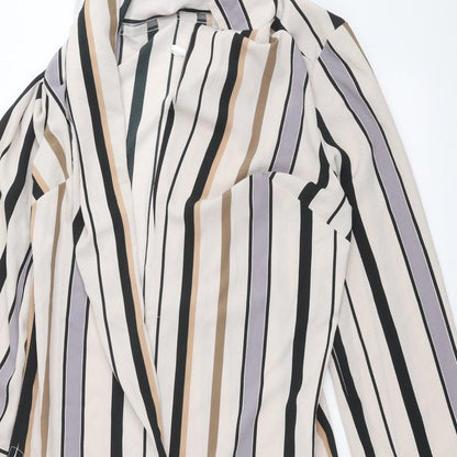 Anthology Womens Beige Striped  Cardigan Jumper Size 14