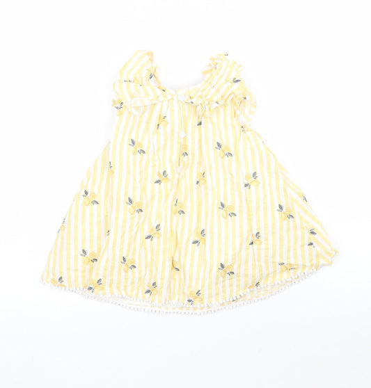 Cynthia Rowley Girls Yellow Striped  Basic Blouse Size 12-18 Months