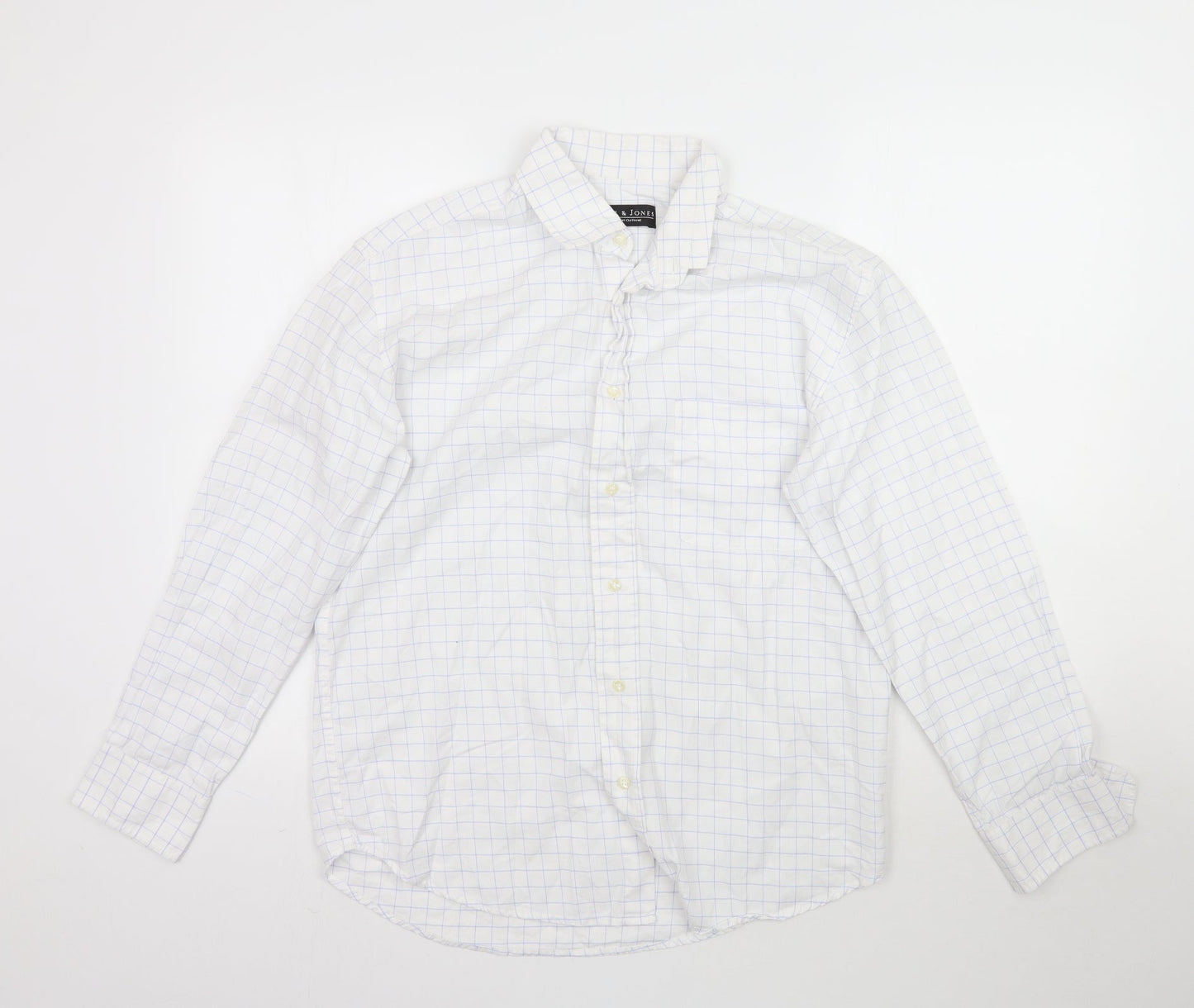 Smith & Jones Mens White Plaid   Button-Up Size M  - Check Pattern