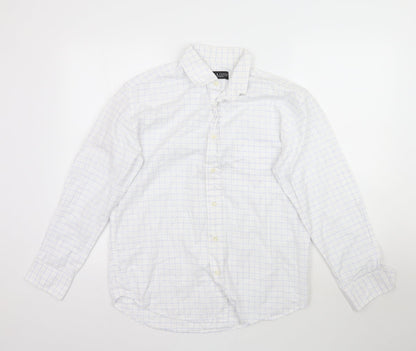 Smith & Jones Mens White Plaid   Button-Up Size M  - Check Pattern