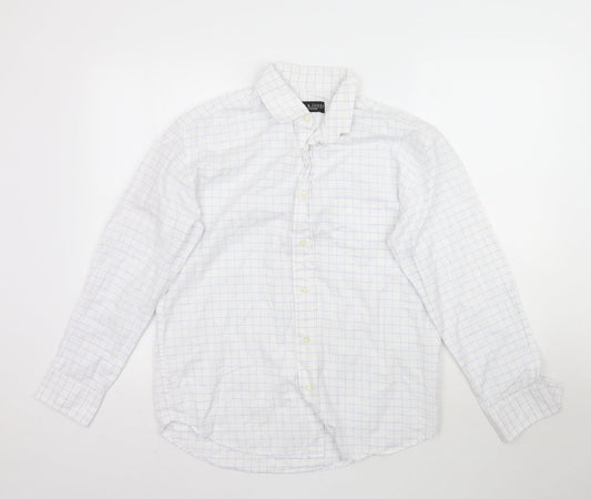 Smith & Jones Mens White Plaid   Button-Up Size M  - Check Pattern